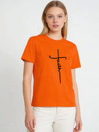 Faith Cross T Shirt Women Christian Faith Graphic Tee Casual Round Neck Short Sleeve Tops
