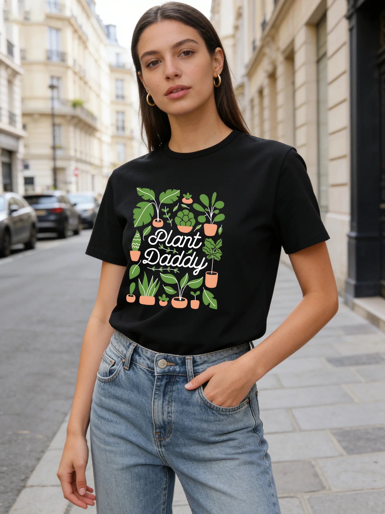 2026 Spring/Summer New Women's Floral Pattern Fashionable Casual Loose Letter Print Simple Top/T-Shirt