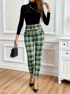 Damenhosen Leggings Lässig Bedruckt Kariert Schmal Eng Bleistift Cropped Hosen Gestreift Streetwear Damen Y2k Cargohosen Damen