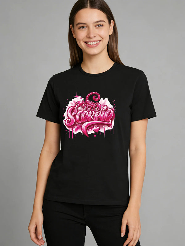 2026 Summer New Scorpio Print T-shirt for Women Casual O-neck Short Sleeve Cotton Tee Shirt Fashion Streetwear Female Tops