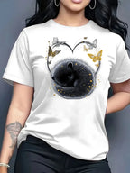 2026 New Summer Women's Printed Round Neck Fashionable Casual Versatile Short-Sleeve T-Shirt Top Y2k Top