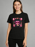 Birthday Queen T-shirt Women's Glittering Lip Pattern T-shirt 2026 Spring/Summer New Casual Round Neck Short Sleeve Top