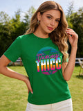 2026 Spring/Summer New Women's T-shirt Retro 80s Pattern T-shirt Casual Round Neck Short Sleeve Top