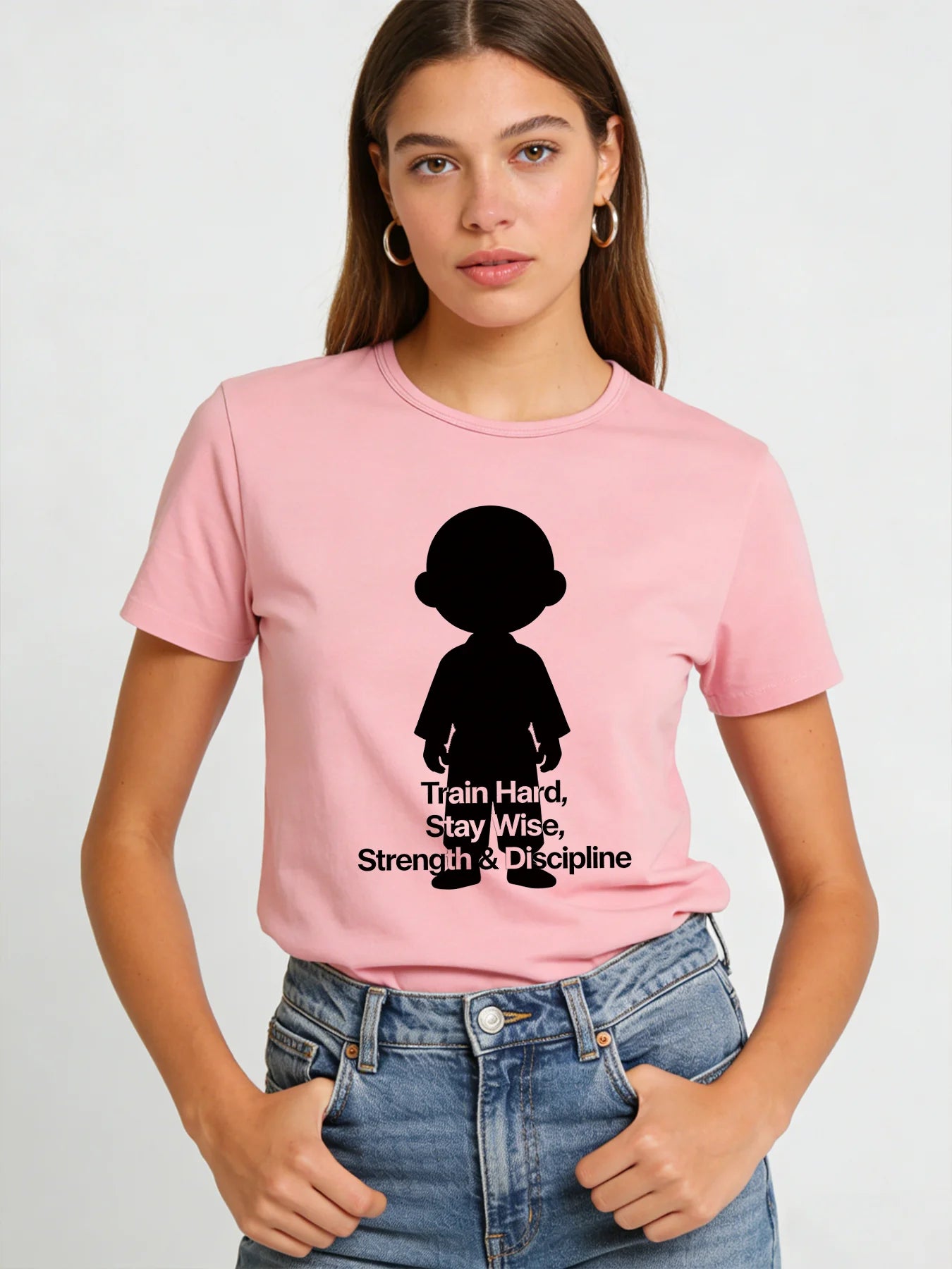 Train Hard Stay Wise Strength & Discipline T Shirt Women Karate Kid Graphic Tee Casual Round Neck Short Sleeve Tops