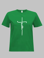 Faith Cross T Shirt Women Christian Faith Graphic Tee Casual Round Neck Short Sleeve Tops
