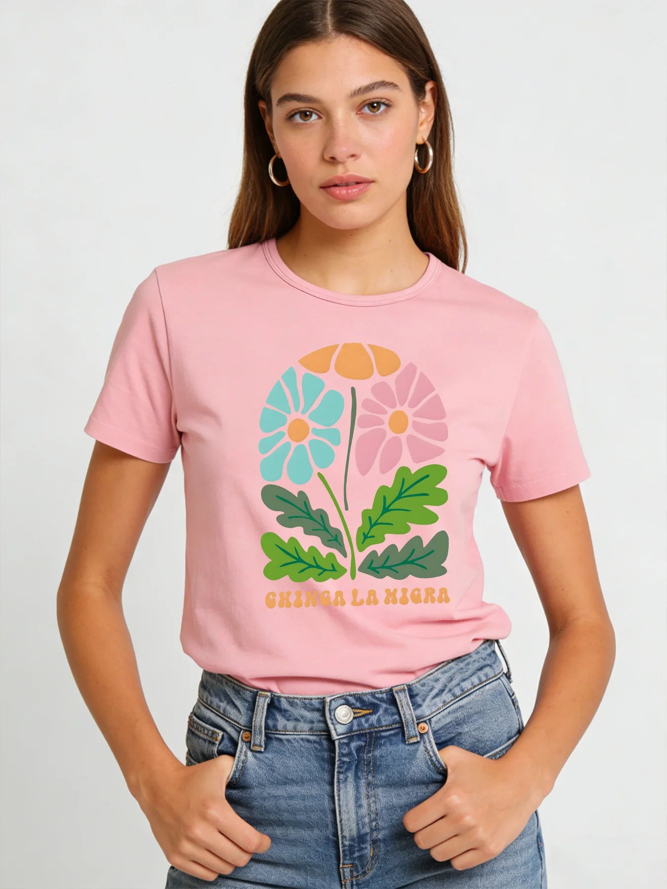 2026 Spring Summer New Women Floral Print T-Shirt Loose O Neck Short Sleeve Casual Tee Tops 7 Colors