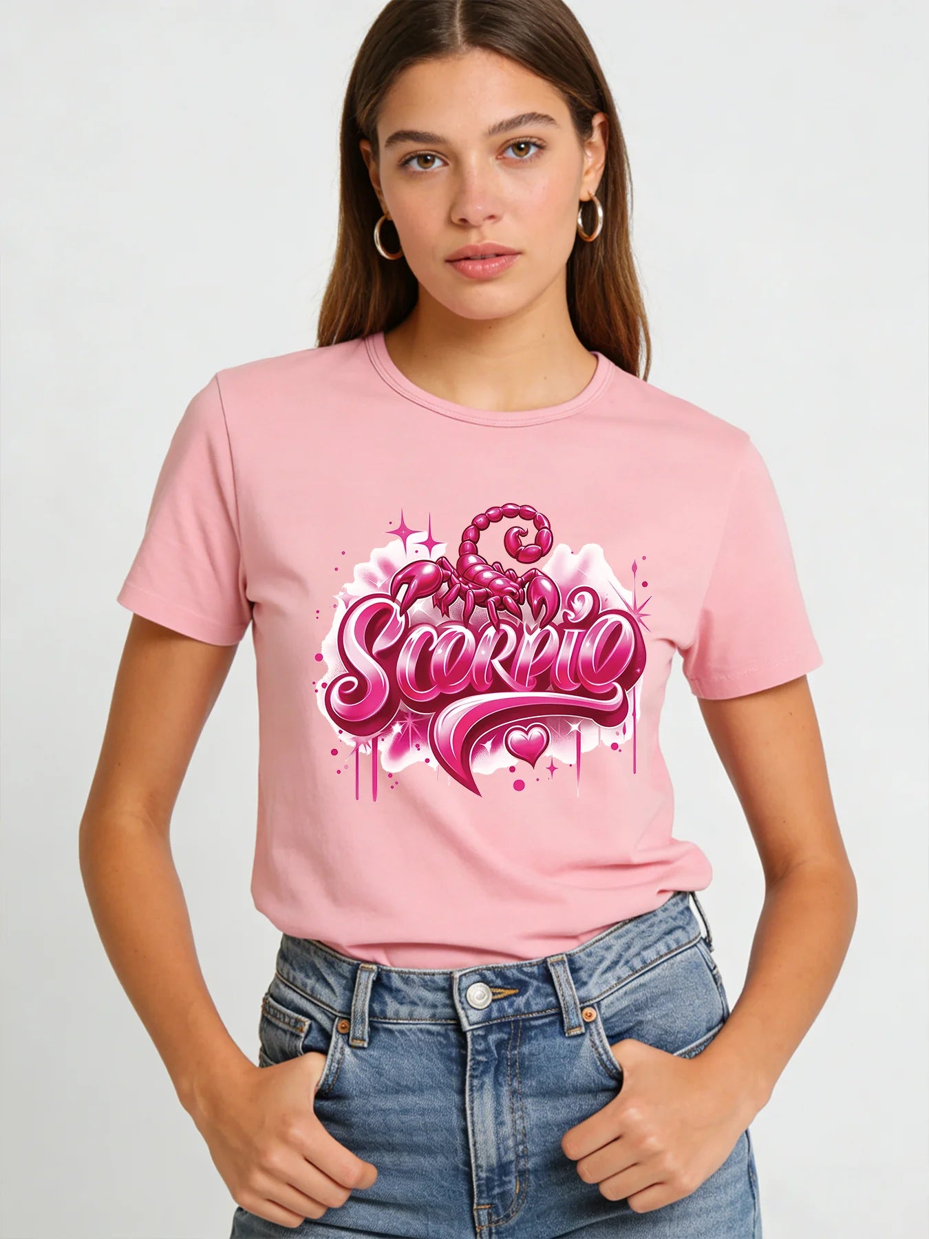 2026 Summer New Scorpio Print T-shirt for Women Casual O-neck Short Sleeve Cotton Tee Shirt Fashion Streetwear Female Tops