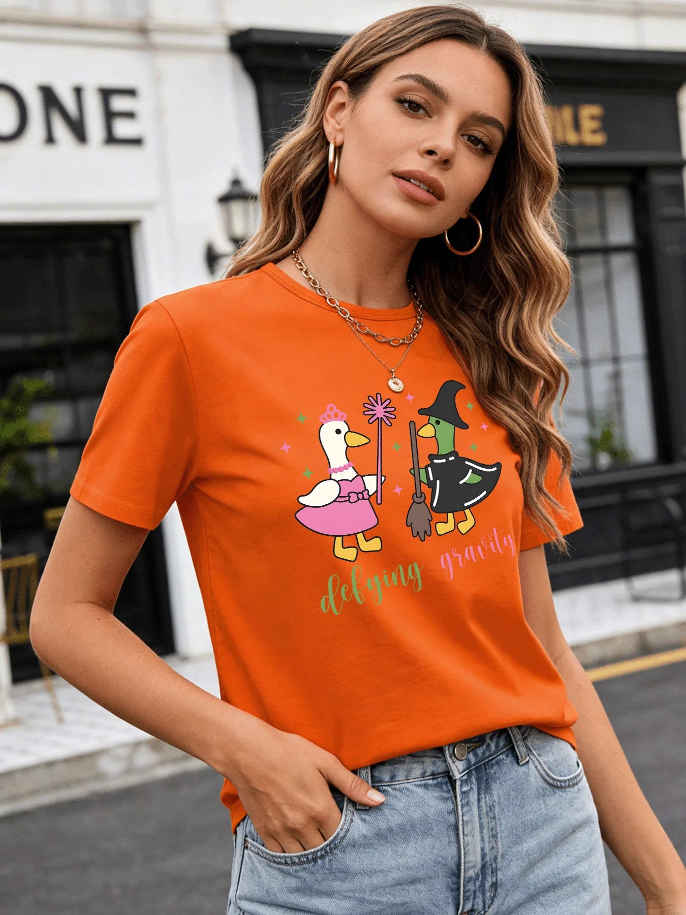 2026 Spring/Summer New Women's Fashion Casual Loose Round Neck Cartoon Print Short-Sleeve T-Shirt Top in 6 Colors