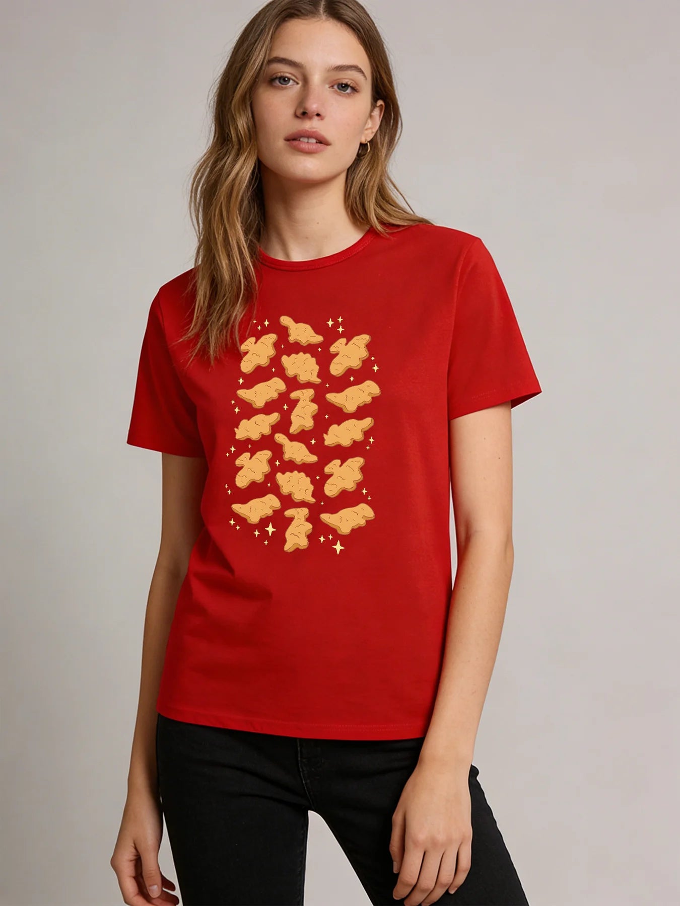 Dinosaur Animal Cracker T Shirt Women Cute Snack Graphic Tee 2026 Spring Summer Round Neck Short Sleeve Tops