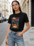 2026 Spring/Summer New Women's Round Neck Fashionable Casual Cute Baking Lover Top/T-Shirt