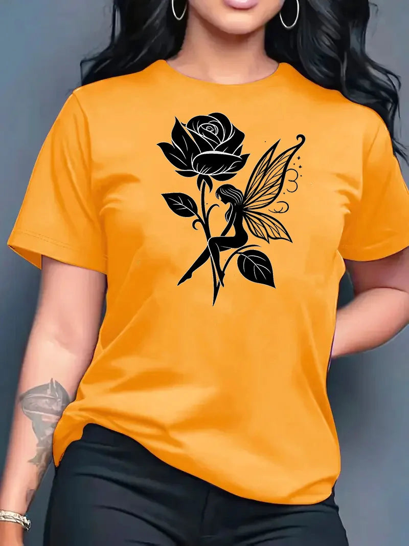2026 Summer New Women's Round Neck Fashion Casual Loose Animal Print T-Shirt Short Sleeve Top