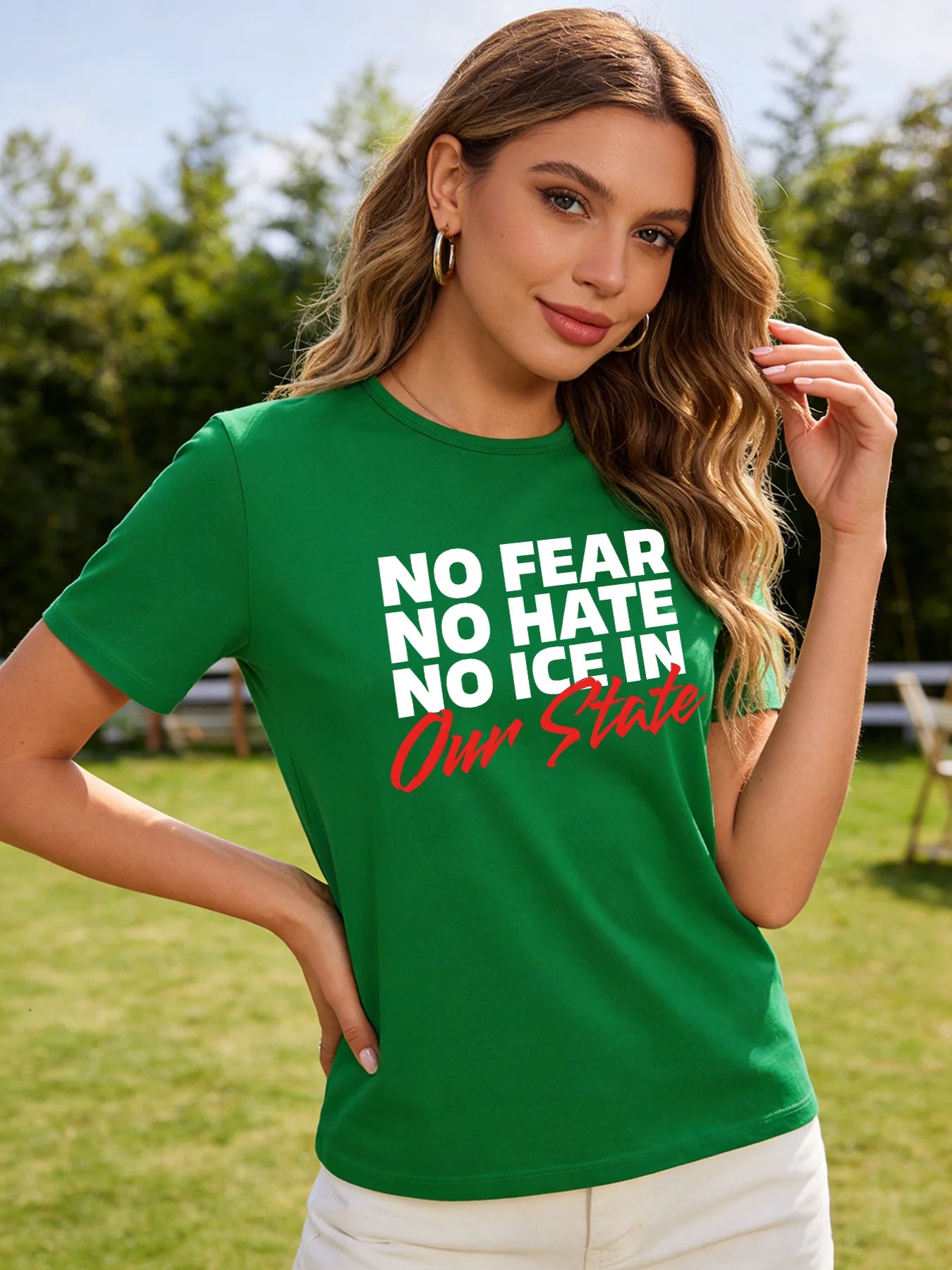 2026 Spring/Summer New Women's Fashion Casual Loose Round Neck Simple Letter Print Short Sleeve T-Shirt Top