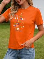 2026 Spring/Summer New Women's Fashionable Loose-fitting Simple Celebrity Quote Print T-shirt Short-sleeved Top
