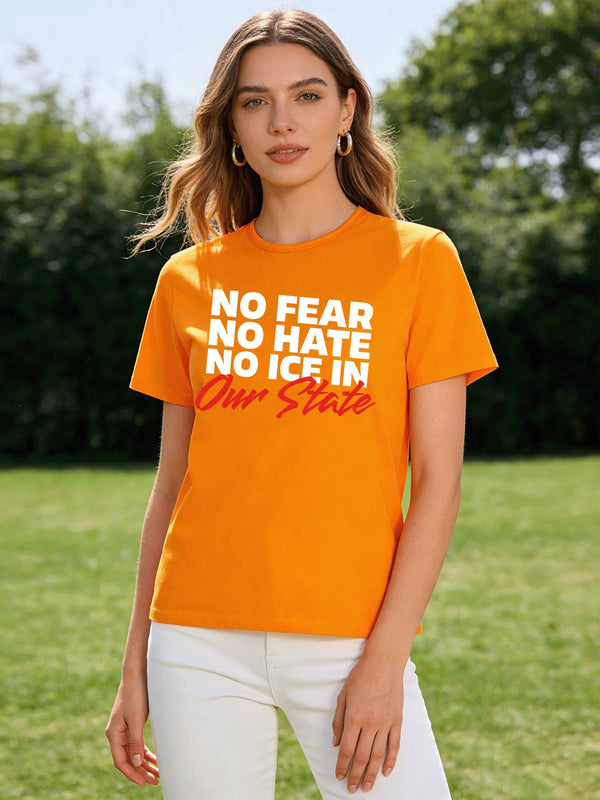 2026 Spring/Summer New Women's Fashion Casual Loose Round Neck Simple Letter Print Short Sleeve T-Shirt Top