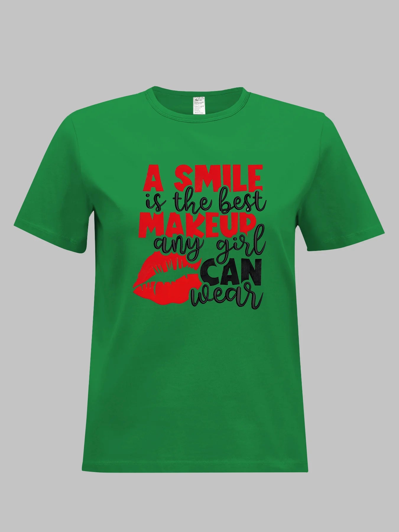 2026 Spring/Summer New Women's Casual Smile Letter Lips Print T-Shirt Top Vintage Clothes