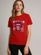 Birthday Queen T-shirt Women's Glittering Lip Pattern T-shirt 2026 Spring/Summer New Casual Round Neck Short Sleeve Top
