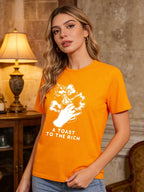 2026 Spring/Summer Women's T-shirt with Personalized Letter Print Fashionable Casual Loose Short-Sleeve Top