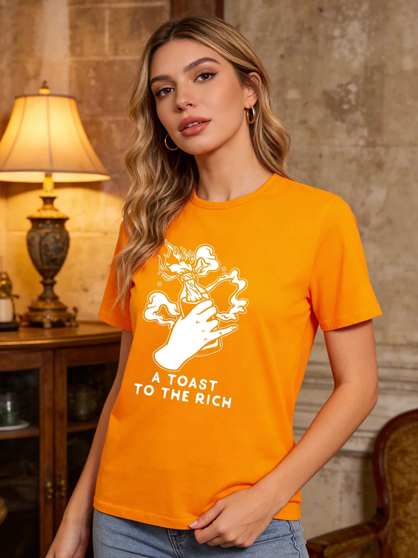 2026 Spring/Summer Women's T-shirt with Personalized Letter Print Fashionable Casual Loose Short-Sleeve Top
