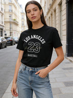 2026 Spring/Summer Casual No. 23 Basketball T-Shirt Women's Retro Sports Graphic T-Shirt Casual Round Neck Short Sleeve Top