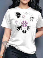 2026 Summer New Women's Round Neck Fashion Casual Loose Animal Print T-Shirt Short Sleeve Top