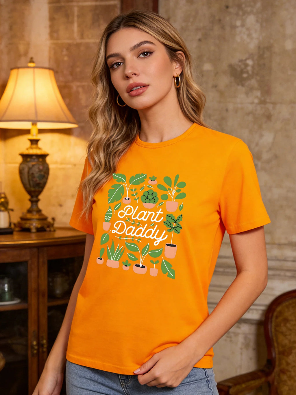 2026 Spring/Summer New Women's Floral Pattern Fashionable Casual Loose Letter Print Simple Top/T-Shirt