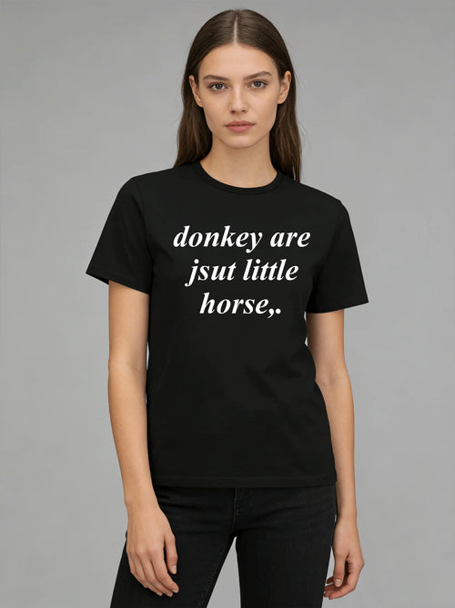 2026 Spring/Summer New Women's Fashion Casual Loose Round Neck Simple Letter Print Short Sleeve T-Shirt Top Y2k Top