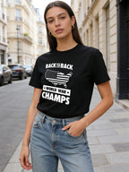 2026 Spring/Summer New Women's Fashion Casual Loose Short-Sleeved Letter Print Round Neck Top