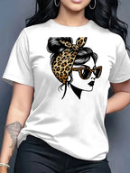 2026 Summer New Fashion Casual Simple Versatile Round Neck Printed Short Sleeve T-Shirt Women Clothing