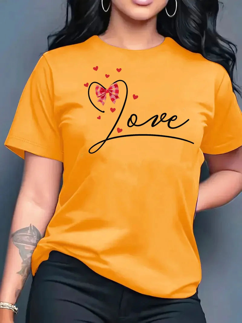 2026 New Summer Women's Printed Round Neck Fashionable Casual Versatile Short-Sleeve T-Shirt Top Y2k Top