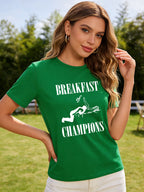2026 Spring/Summer New Women's Fashion Casual Loose Round Neck Letter Print Short Sleeve T-Shirt Top in 6 Colors