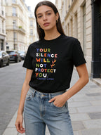 2026 Spring/Summer New Women's Fashionable Loose-fitting Simple Celebrity Quote Print T-shirt Short-sleeved Top