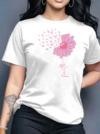 2026 Summer New Women's Fashion Casual Loose Simple Versatile Mother Print Round Neck Short Sleeve T-Shirt Top