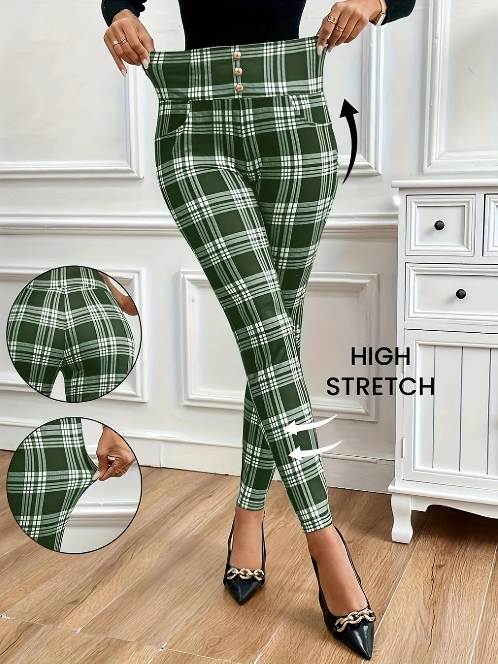 Damenhosen Leggings Lässig Bedruckt Kariert Schmal Eng Bleistift Cropped Hosen Gestreift Streetwear Damen Y2k Cargohosen Damen