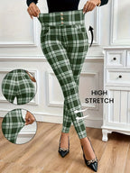 Damenhosen Leggings Lässig Bedruckt Kariert Schmal Eng Bleistift Cropped Hosen Gestreift Streetwear Damen Y2k Cargohosen Damen