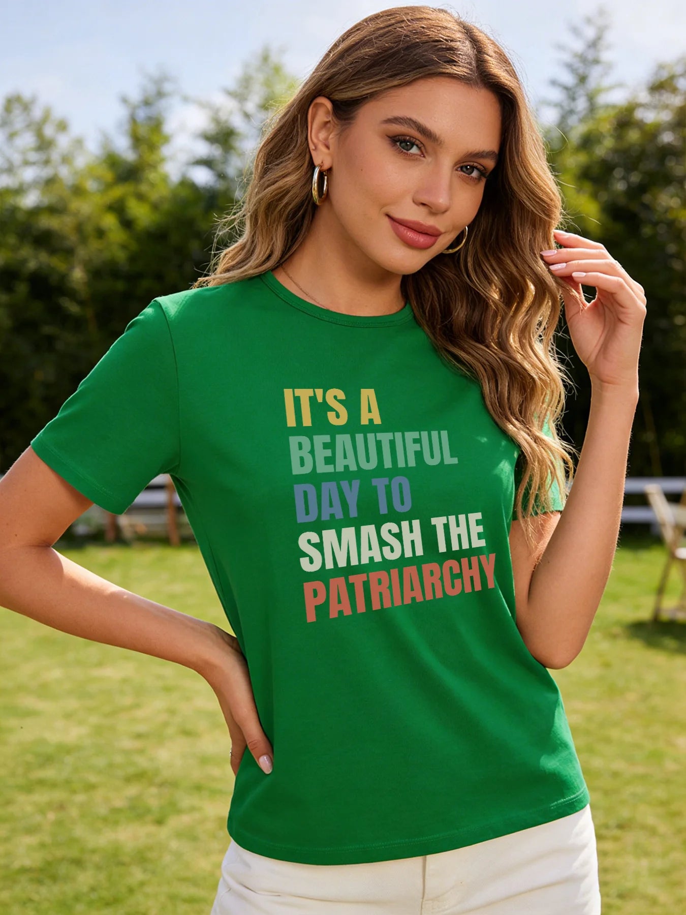 2026 Spring/Summer New Women's Fashion Casual Loose Round Neck Simple Letter Print Short Sleeve T-Shirt Top