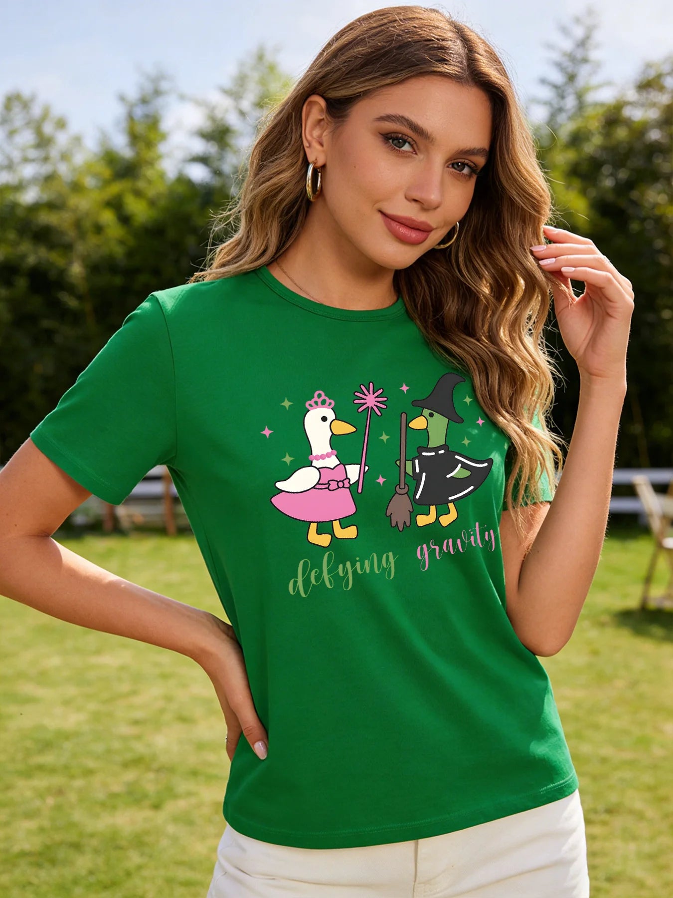 2026 Spring/Summer New Women's Fashion Casual Loose Round Neck Cartoon Print Short-Sleeve T-Shirt Top in 6 Colors