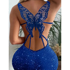 Dress for Women Summer Fashion Sequined Halter Backless Butterfly Sexy Party Nightclub Dress Bodycon Evening Dress