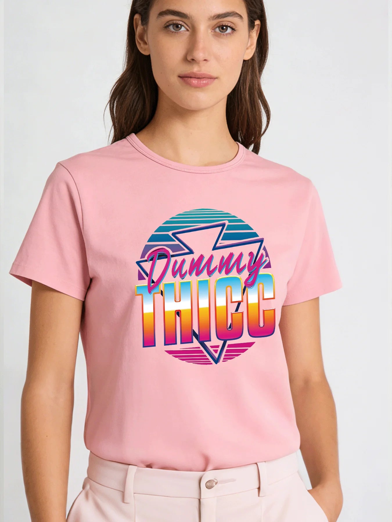 2026 Spring/Summer New Women's T-shirt Retro 80s Pattern T-shirt Casual Round Neck Short Sleeve Top