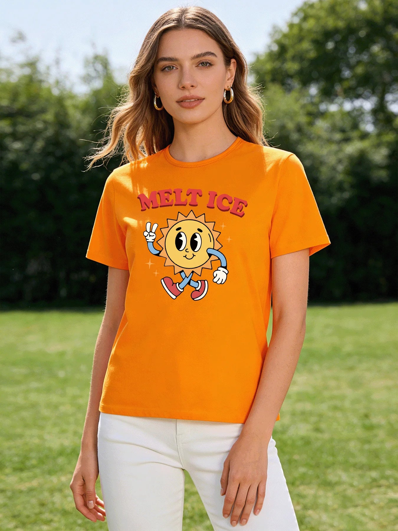 2026 Spring Summer Women Cartoon Letter Print T Shirt Casual Loose O Neck Short Sleeve Tee Tops