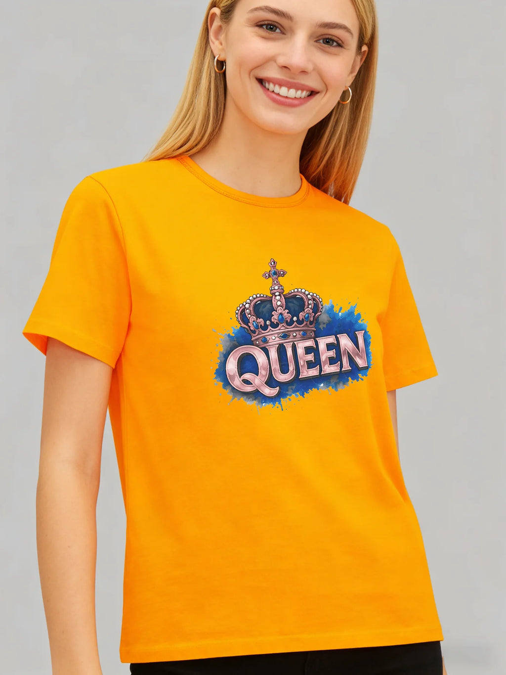 Queen Crown T Shirt Women Pink Blue Graphic Tee Casual Round Neck Short Sleeve Tops Women Clothes