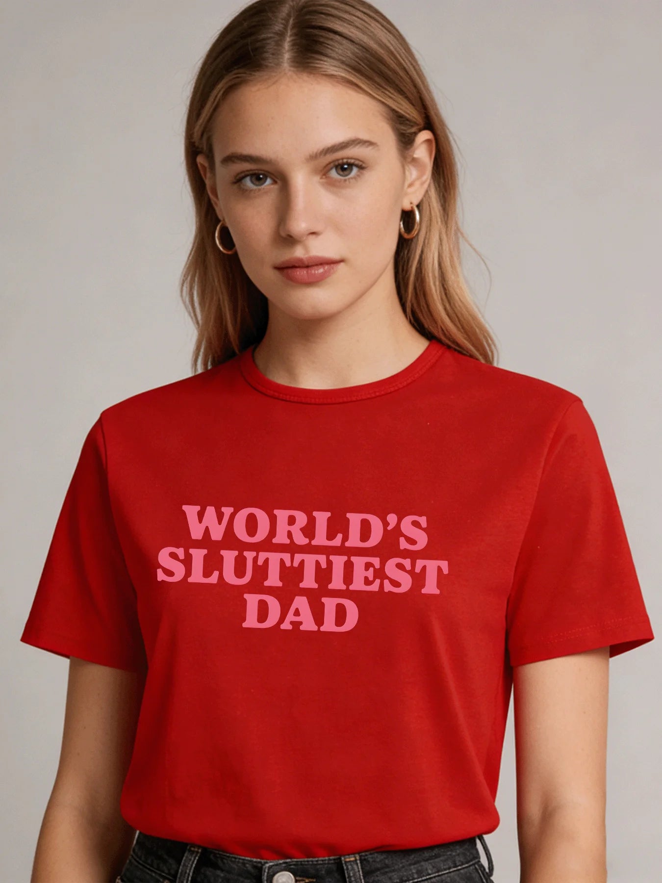 2026 Spring/Summer New Women's Fashion Casual Loose Round Neck Simple Letter Print Short Sleeve T-Shirt Top