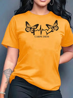 2026 Summer New Fashion Casual Simple Versatile Round Neck Printed Short Sleeve T-Shirt Women Clothing