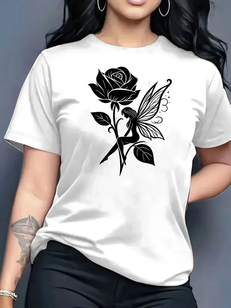 2026 Summer New Women's Round Neck Fashion Casual Loose Animal Print T-Shirt Short Sleeve Top