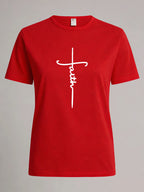 Faith Cross T Shirt Women Christian Faith Graphic Tee Casual Round Neck Short Sleeve Tops