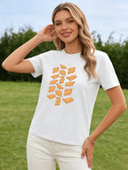 Dinosaur Animal Cracker T Shirt Women Cute Snack Graphic Tee 2026 Spring Summer Round Neck Short Sleeve Tops
