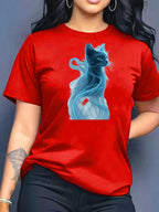 2026 New Summer Women's Printed Round Neck Fashionable Casual Versatile Short-Sleeve T-Shirt Top Y2k Top