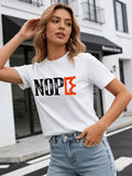 Women's "NOPE" Graphic Tee – Casual Short Sleeve Cotton T-Shirt in Orange