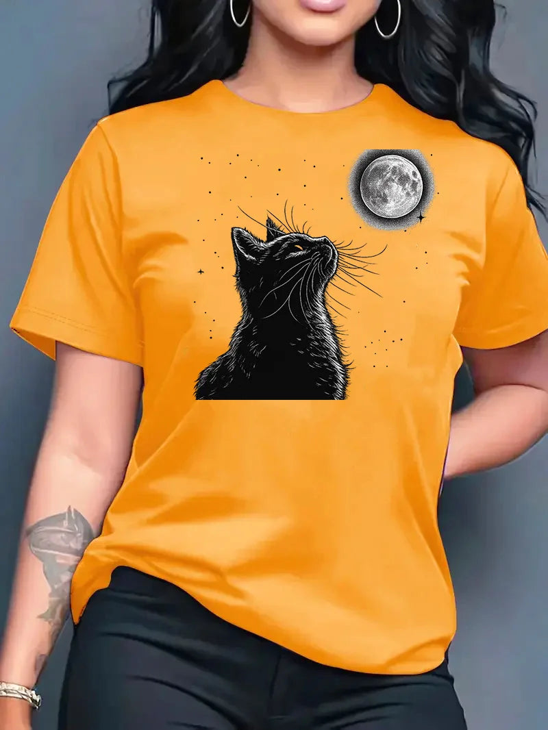 2026 New Summer Women's Printed Round Neck Fashionable Casual Versatile Short-Sleeve T-Shirt Top Y2k Top