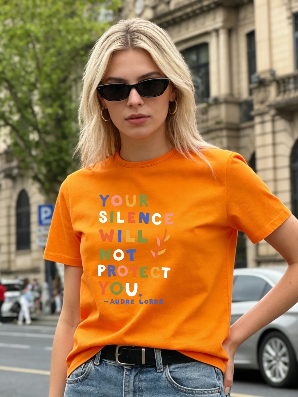 2026 Spring/Summer New Women's Fashionable Loose-fitting Simple Celebrity Quote Print T-shirt Short-sleeved Top