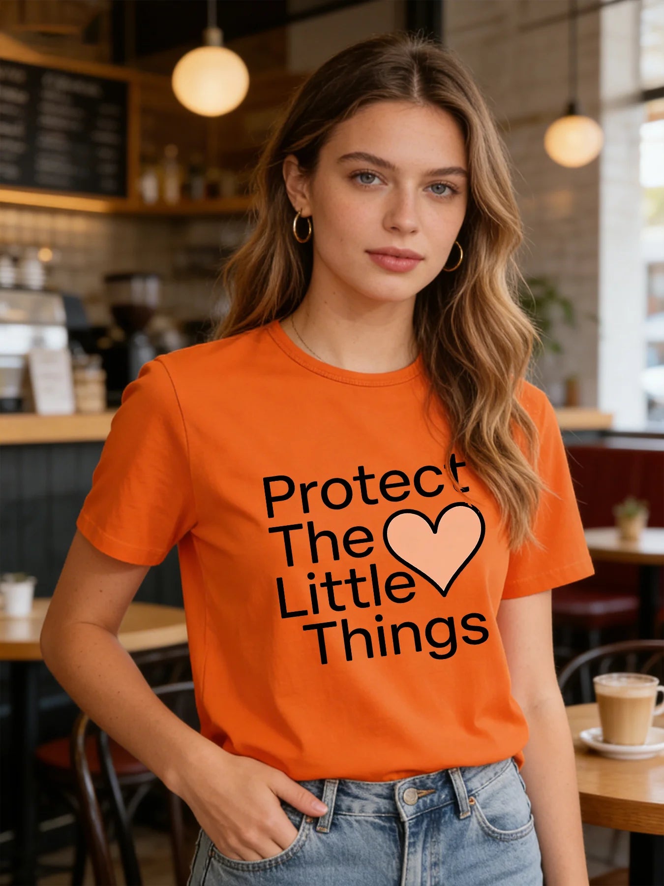 Cute Heart Print T-shirt 2026 Spring/Summer New Women's Fashion Casual Loose Top Футболка Смешная